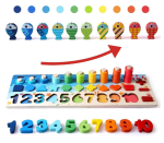 Jucarie Montessori din Lemn pentru Copii - Puzzle cu Numere, Sortator de Forme