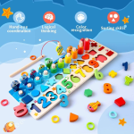 Jucarie Montessori din Lemn pentru Copii - Puzzle cu Numere, Sortator de Forme