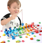 Jucarie Montessori din Lemn pentru Copii - Puzzle cu Numere, Sortator de Forme