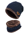 Set caciula si fular pentru iarna – marime universala, culoare albastru inchis