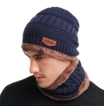 Set caciula si fular pentru iarna – marime universala, culoare albastru inchis