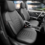 Set tapiterie luxoasa OTOM textil cu piele ecologica CORE Design – Neagra cu cusatura gri, pentru scaune fata si spate