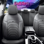 Set tapiterie luxoasa OTOM textil cu piele ecologica CORE Design – Neagra cu cusatura gri, pentru scaune fata si spate