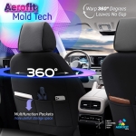 Set tapiterie luxoasa OTOM textil cu piele ecologica CORE Design – Neagra cu cusatura gri, pentru scaune fata si spate