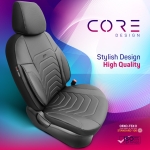 Set tapiterie luxoasa OTOM textil cu piele ecologica CORE Design – Neagra cu cusatura gri, pentru scaune fata si spate