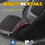 Set tapiterie luxoasa OTOM textil cu piele ecologica INDIVIDUAL Design – Neagra cu cusatura rosie, pentru scaune fata si spate