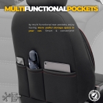 Set tapiterie luxoasa OTOM textil cu piele ecologica INDIVIDUAL Design – Neagra cu cusatura rosie, pentru scaune fata si spate