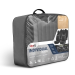 Set tapiterie luxoasa OTOM textil cu piele ecologica INDIVIDUAL Design – Neagra cu cusatura rosie, pentru scaune fata si spate