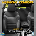 Set tapiterie luxoasa OTOM textil cu piele ecologica INDIVIDUAL Design – Neagra cu cusatura gri, pentru scaune fata si spate