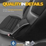 Set tapiterie luxoasa OTOM textil cu piele ecologica INDIVIDUAL Design – Neagra cu cusatura gri, pentru scaune fata si spate