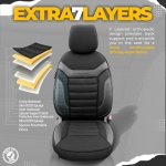 Set tapiterie luxoasa OTOM textil cu piele ecologica INDIVIDUAL Design – Neagra cu cusatura gri, pentru scaune fata si spate