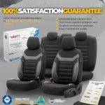Set tapiterie luxoasa OTOM textil cu piele ecologica INDIVIDUAL Design – Neagra cu cusatura gri, pentru scaune fata si spate
