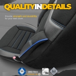 Set tapiterie luxoasa OTOM textil cu piele ecologica INDIVIDUAL Design – Neagra cu cusatura albastra, pentru scaune fata si spate