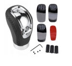 Nuca universala schimbator viteze auto – 5/6 viteze – piele neagra / crom – adaptoare M8 M10 M12
