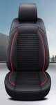 Set Huse Auto universale lux piele + textil, Negru cu cusatura rosie pentru scaune fata si spate