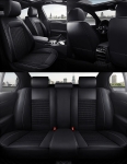 Set Huse Auto universale luxoase din piele ecologica cu material textil, negru pentru scaune fata si spate