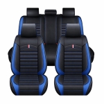 Set Huse Auto universale luxoase din piele ecologica, negru cu cusatura albastra pentru scaune fata si spate