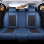 Set Huse Auto universale luxoase din piele ecologica, albastru si negru pentru scaune fata si spate