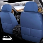 Set Huse Auto universale luxoase din piele ecologica, albastru si negru pentru scaune fata si spate