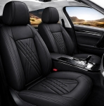 Set Huse Auto universale luxoase din piele ecologica, negru pentru scaune fata si spate