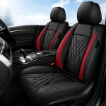 Set Huse Auto universale luxoase din piele ecologica, negru cu rosu pentru scaune fata si spate
