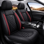 Set Huse Auto universale luxoase din piele ecologica, negru cu rosu pentru scaune fata si spate
