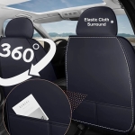 Set Huse Auto universale luxoase din piele ecologica, negru cu suport lombar integrat pentru scaune fata si spate