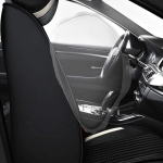Set Huse Auto universale luxoase din piele ecologica cu material textil, negru si alb pentru scaune fata si spate