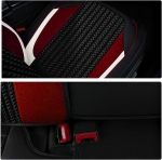 Set Huse Auto universale luxoase din piele ecologica cu material textil, negru cu accent rosu si alb pentru scaune fata si spate