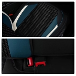 Set Huse Auto universale luxoase din piele ecologica cu material textil, negru cu accent alb si albastru pentru scaune fata si spate