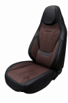 Set Huse Auto universale luxoase din piele ecologica, negru-maro, integral din piele ecologica, pentru scaune fata si spate