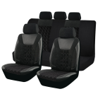 Set huse auto universale premium 9 piese, negru-gri, piele ecologica, textil si poliester