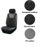 Set huse auto universale premium 9 piese, negru-gri, piele ecologica, textil si poliester