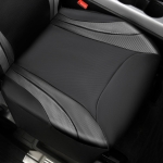 Set huse auto universale premium 9 piese, negru cu efect carbon, piele ecologica si material textil respirabil