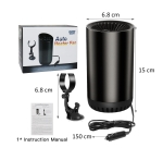 Incalzitor auto cu ventilator tip pahar, 2 moduri de functionare, incalzire / ventilator, suport cu ventuza - 12V, 150W