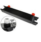 Radiator universal de ulei din aluminiu, 7 randuri, pentru motor si transmisie, 300 x 50 x 46 mm, -AN10 37°, negru