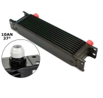 Radiator universal de ulei din aluminiu, 10 randuri, pentru motor si transmisie, 330 x 50 x 70 mm, -AN10 37°, negru