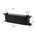 Radiator universal de ulei din aluminiu, 13 randuri, pentru motor si transmisie, 330 x 50 x 95 mm, -AN10 37°, negru
