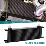 Radiator universal de ulei din aluminiu, 13 randuri, pentru motor si transmisie, 330 x 50 x 95 mm, -AN10 37°, negru