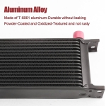 Radiator universal de ulei din aluminiu, 16 randuri, pentru motor si transmisie, 330 x 50 x 115 mm, -AN10 37°, negru