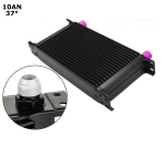 Radiator universal de ulei din aluminiu, 19 randuri, pentru motor si transmisie, 330 x 50 x 138 mm, -AN10 37°, negru