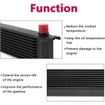 Radiator universal de ulei din aluminiu, 19 randuri, pentru motor si transmisie, 330 x 50 x 138 mm, -AN10 37°, negru