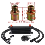 Kit complet radiator ulei universal din aluminiu, 13 randuri, 330 x 50 x 95 mm, AN10 37°, cu furtunuri si adaptor pentru filtru de ulei, negru