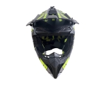 Casca Motocross - Enduro pentru motocicleta, ATV, bicicleta – marimea M (51-52 cm), negru mat cu design galben neon