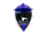 Casca Motocross - Enduro pentru motocicleta, ATV, bicicleta – marimea M (51-52 cm), albastru mat cu design rosu-gri