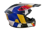 Casca copii Motocross - Enduro pentru motocicleta, ATV, bicicleta – marimea S (49-50 cm), alba cu design galben-albastru