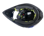 Casca copii Motocross - Enduro pentru motocicleta, ATV, bicicleta – marimea S (49-50 cm), alba cu design galben-albastru