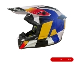 Casca copii Motocross - Enduro pentru motocicleta, ATV, bicicleta – marimea S (49-50 cm), alba cu design galben-albastru