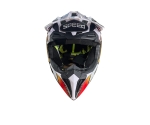 Casca Motocross - Enduro pentru motocicleta, ATV, bicicleta – marimea M (51-52 cm), alba cu design galben-albastru