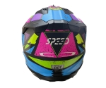 Casca copii Motocross - Enduro pentru motocicleta, ATV, bicicleta – marimea XS (47-48 cm), negru mat cu design neon multicolor